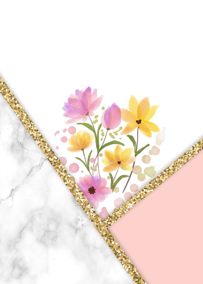 Minimal Peach Gold Floral