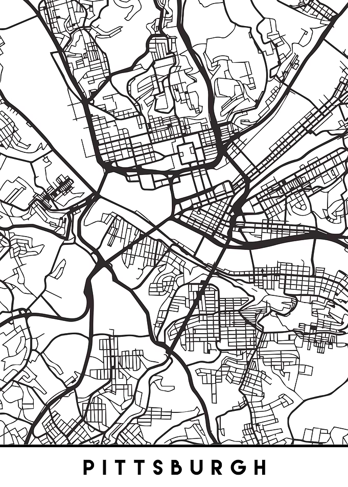 Pittsburgh Map Black