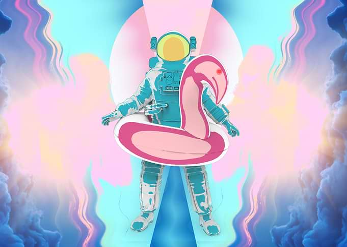 Astronaut with lifebuoy