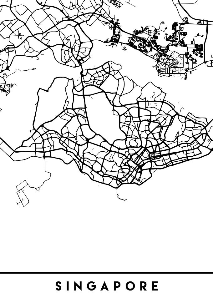 Singapore Map Black