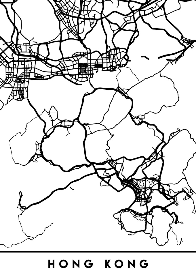 Hong Kong Map Black