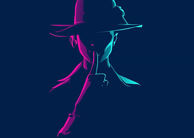 Blue pink Line Art glow ef