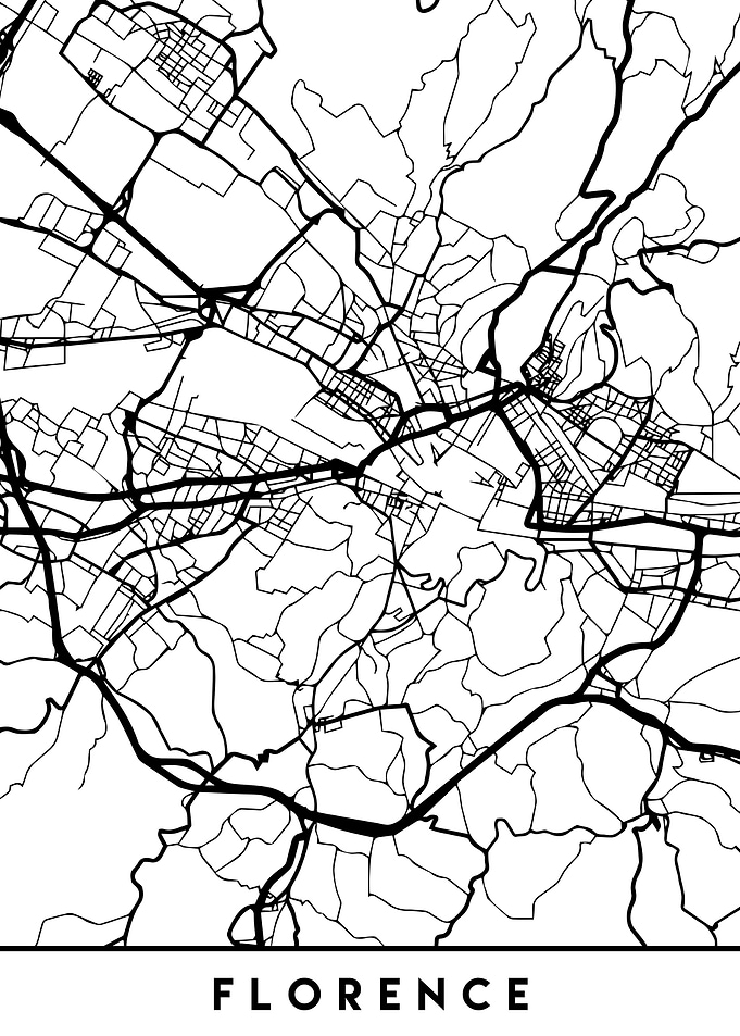 Florence Map Italy Black
