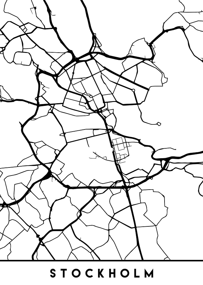 Stockholm Map Sweden Black