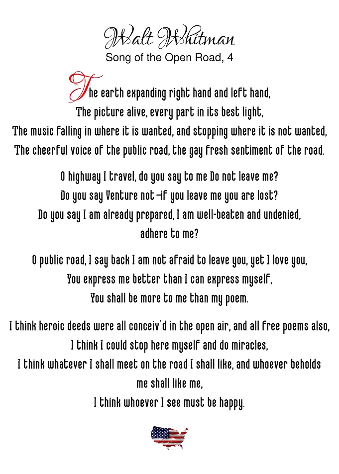 Whitman Song Open Road 4