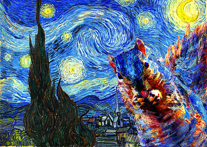 Starry night photobomb