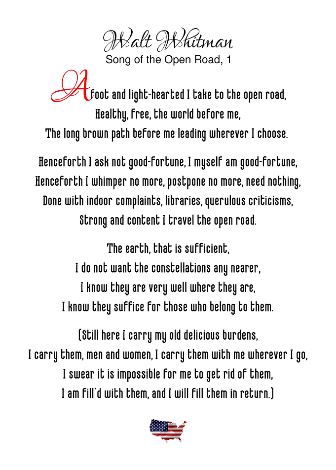 Whitman Song Open Road 1