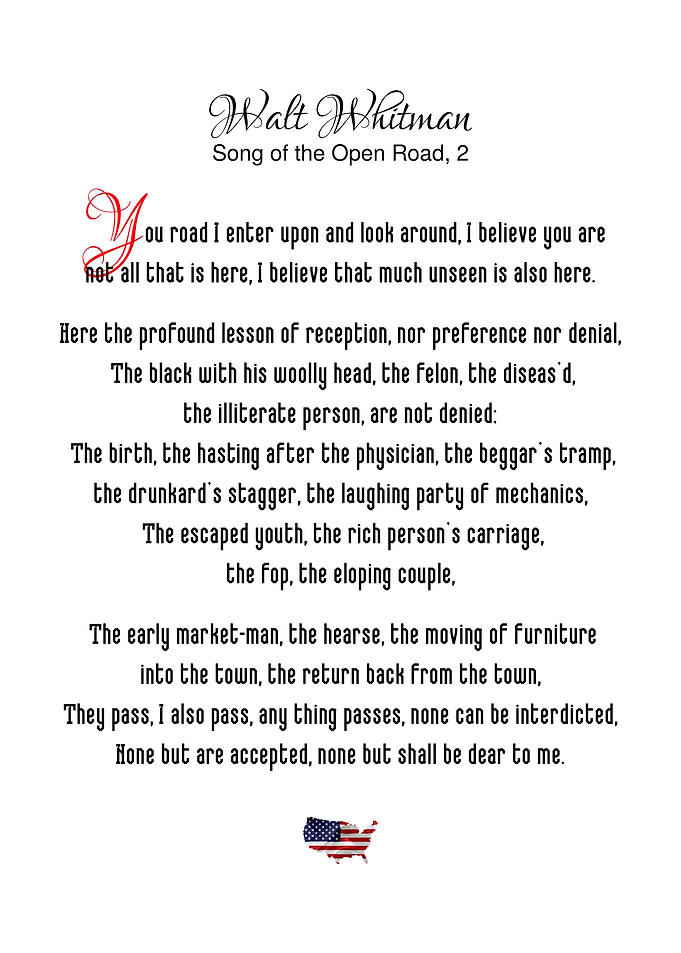 Whitman Song Open Road 2