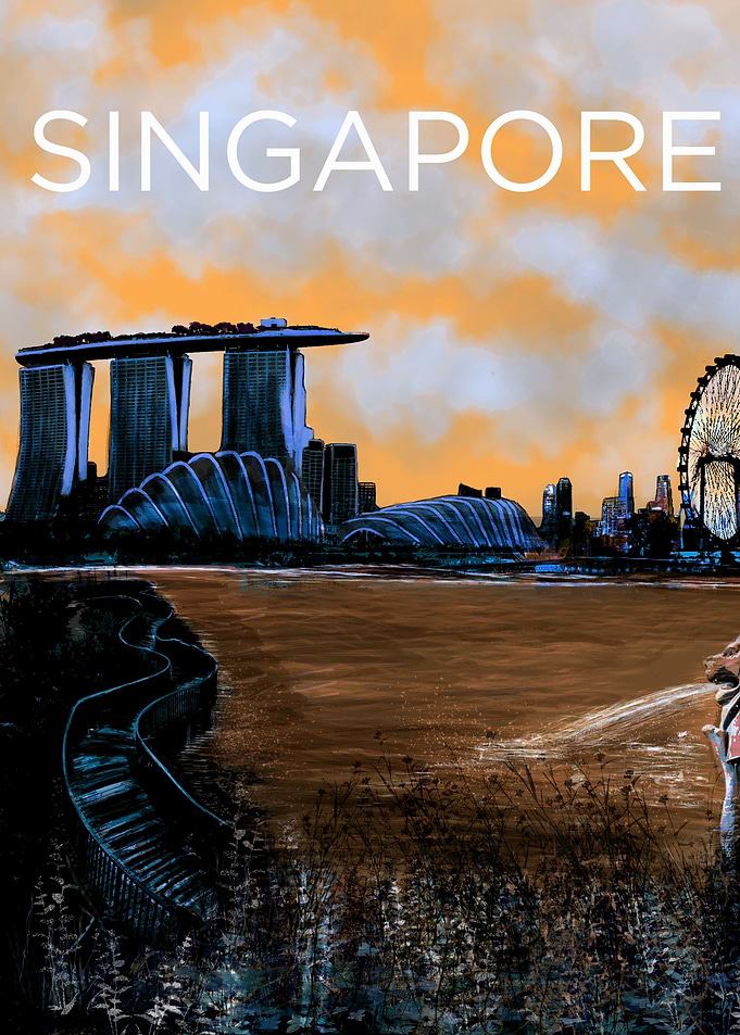 Singapore Skyline Poster