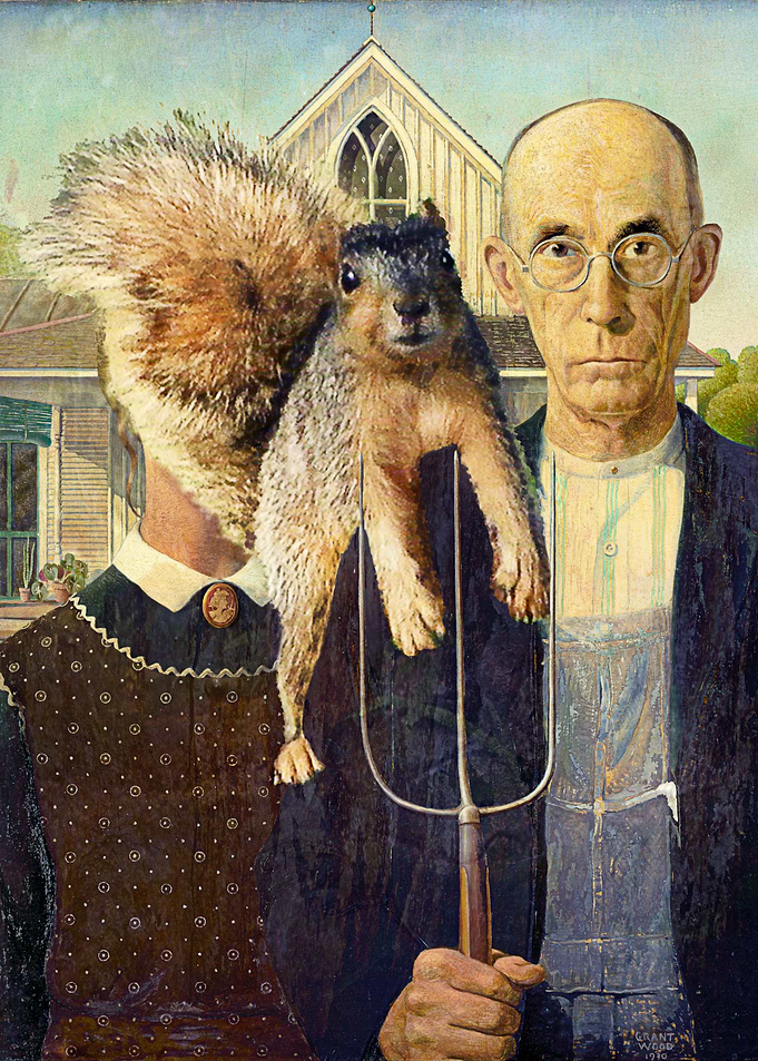 American Gothic photobomb