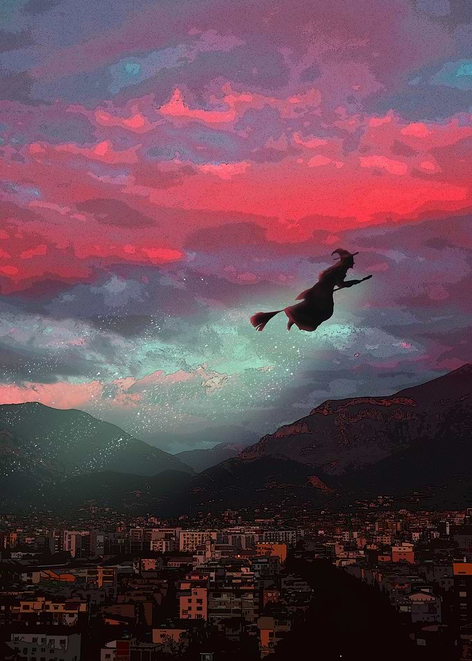 Witch flying