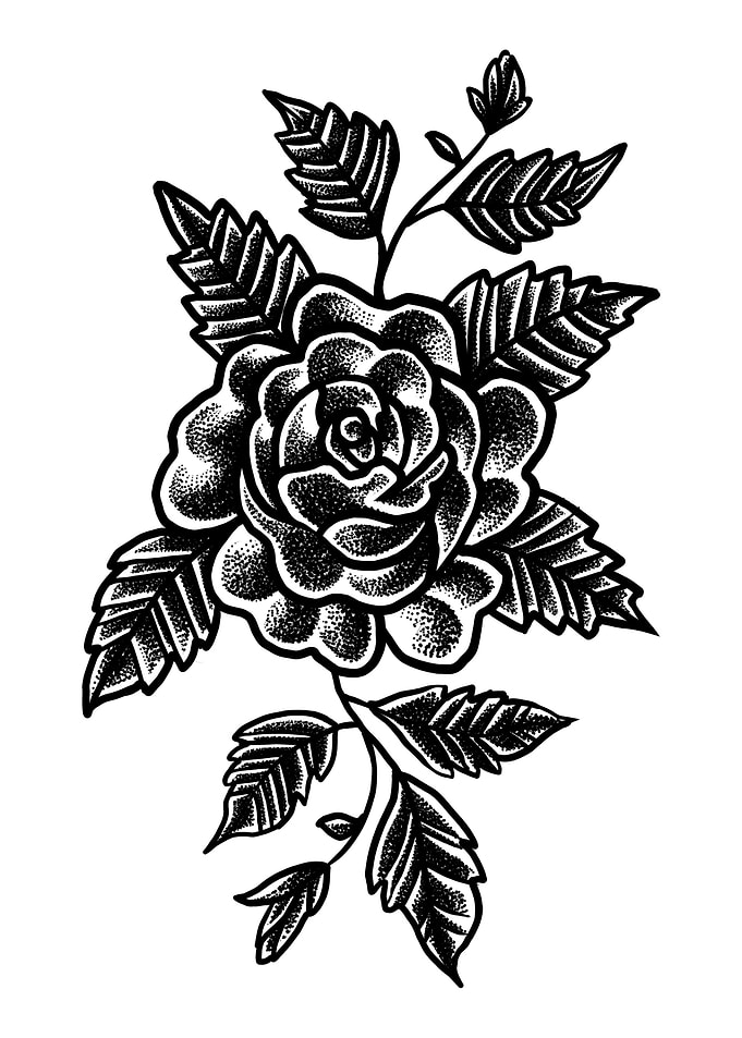 Black Work Flower art