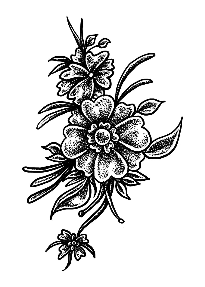 Black Work Flower art