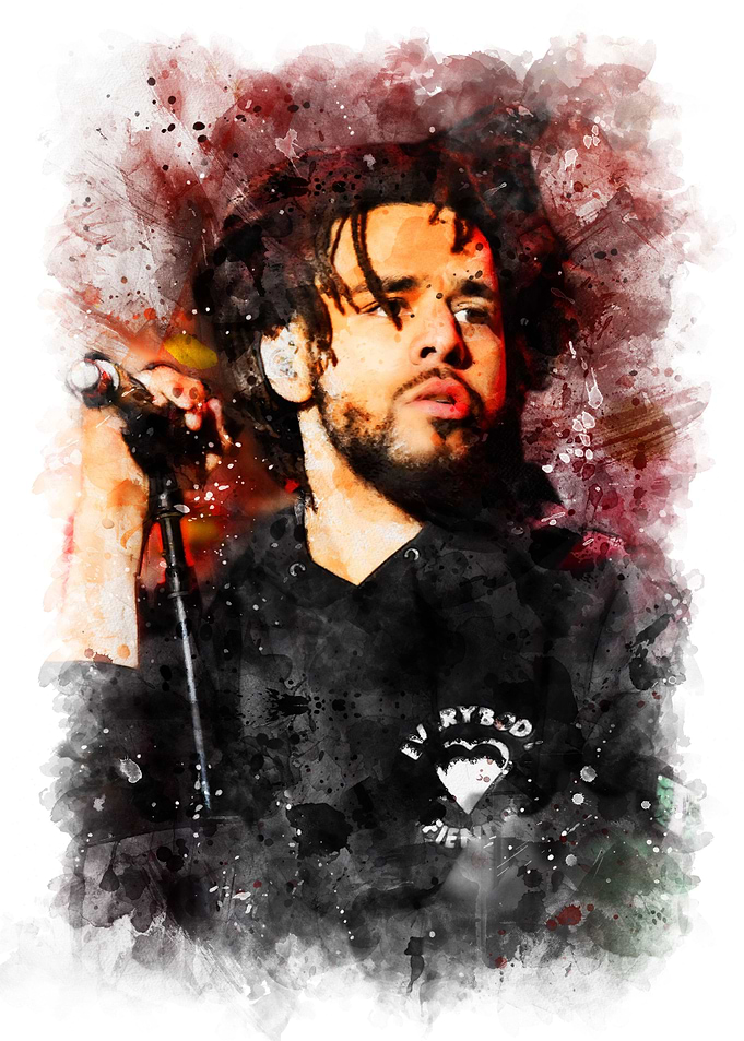 j Cole watercolor splatter