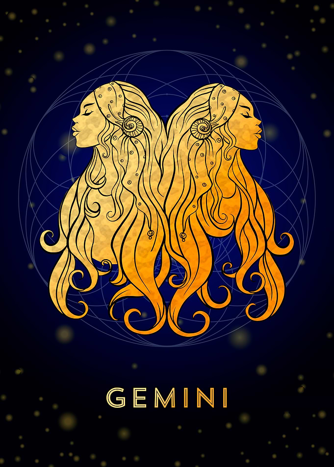 Gemini Zodiac golden