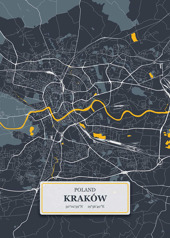 Krakow Poland City Map wit
