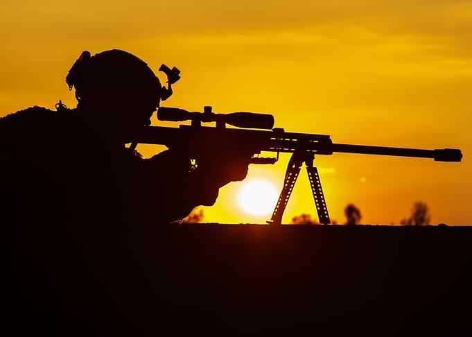 Army sniper seeking enemy