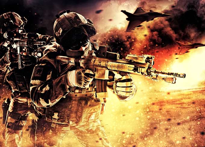 Paratroopers on fire