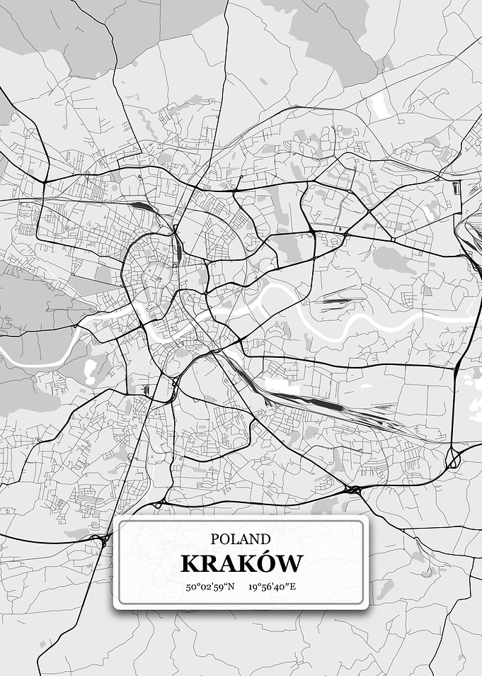 Krakow Poland City Map wit