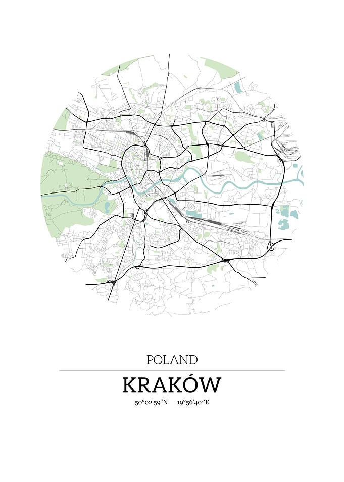Krakow Poland City Map wit