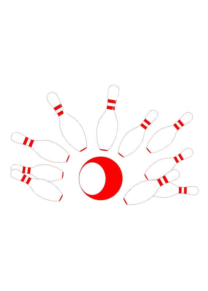 Red Bowling Pins and Ball