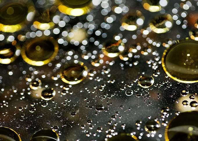 Oil bubbles on water macro