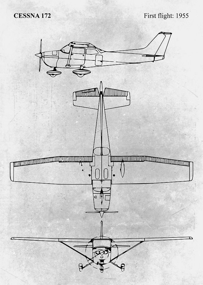 Cessna 172 Airplane bluepr