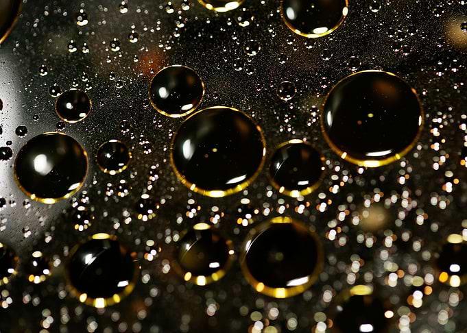 Oil bubbles on water macro