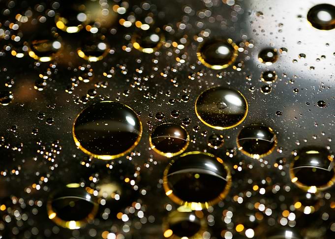 Oil bubbles on water macro