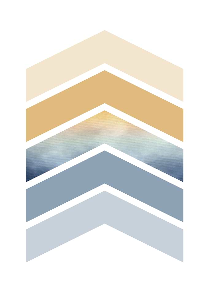 Mustard and Blue Chevrons