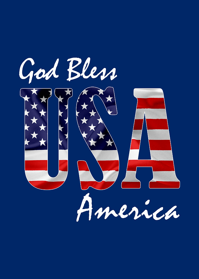 God Bless America on blue