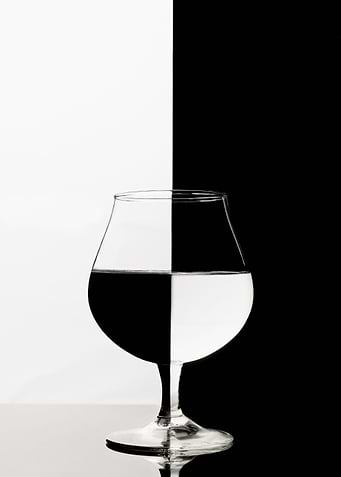 A half full cognac glass