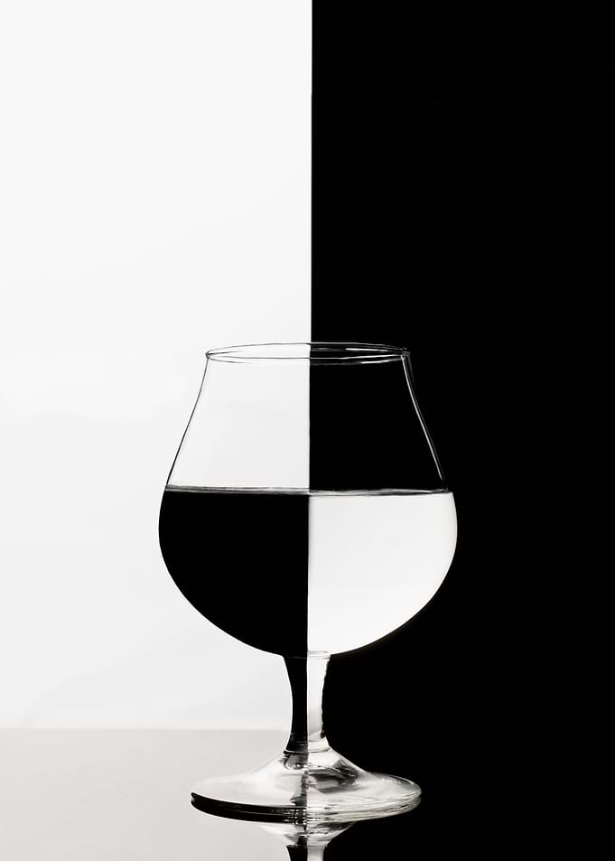 A half full cognac glass