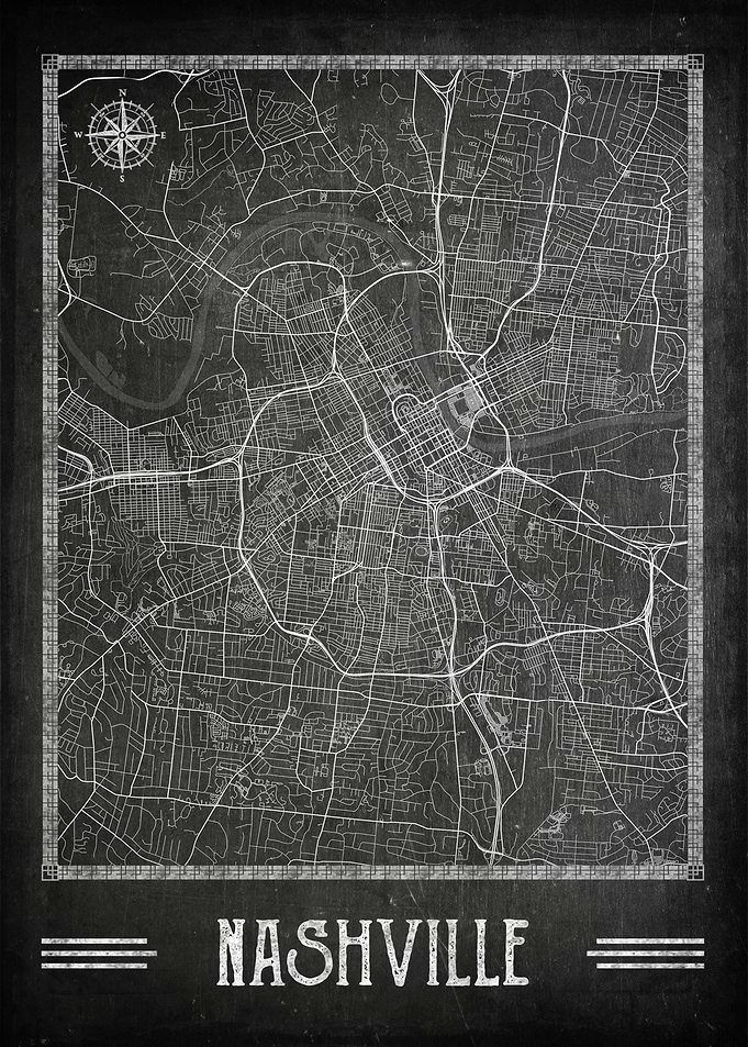 Nashville chalkboard map