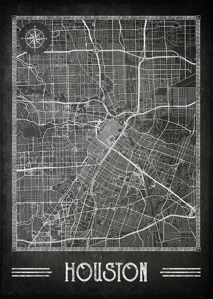 Houston chalkboard map