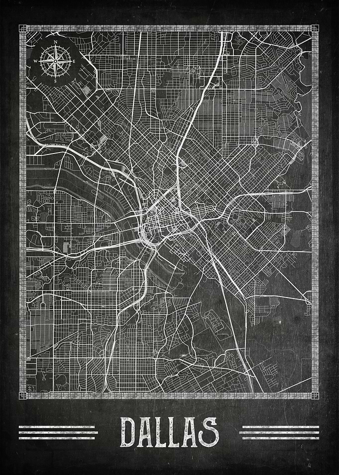 Dallas chalkboard map