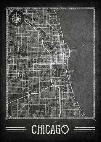 Chicago chalkboard map