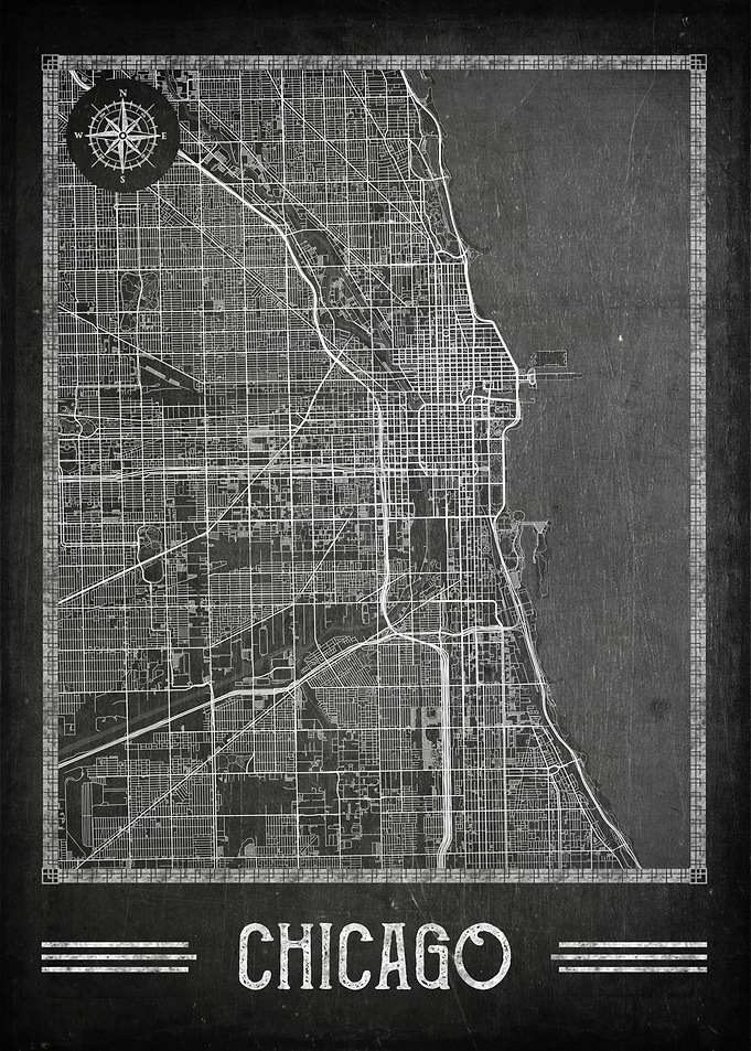 Chicago chalkboard map