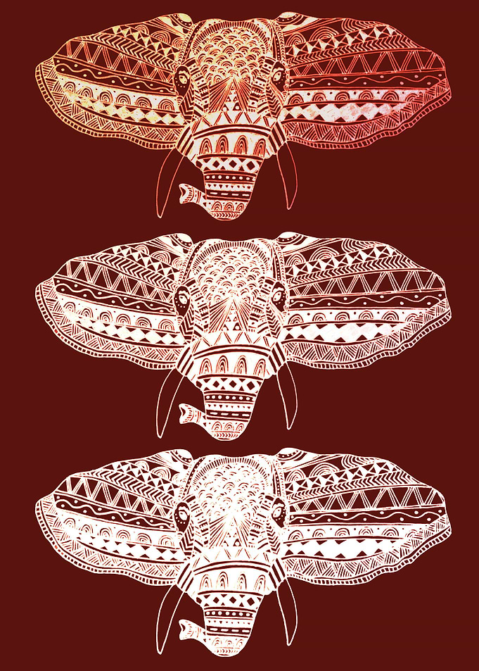 red elephant heads