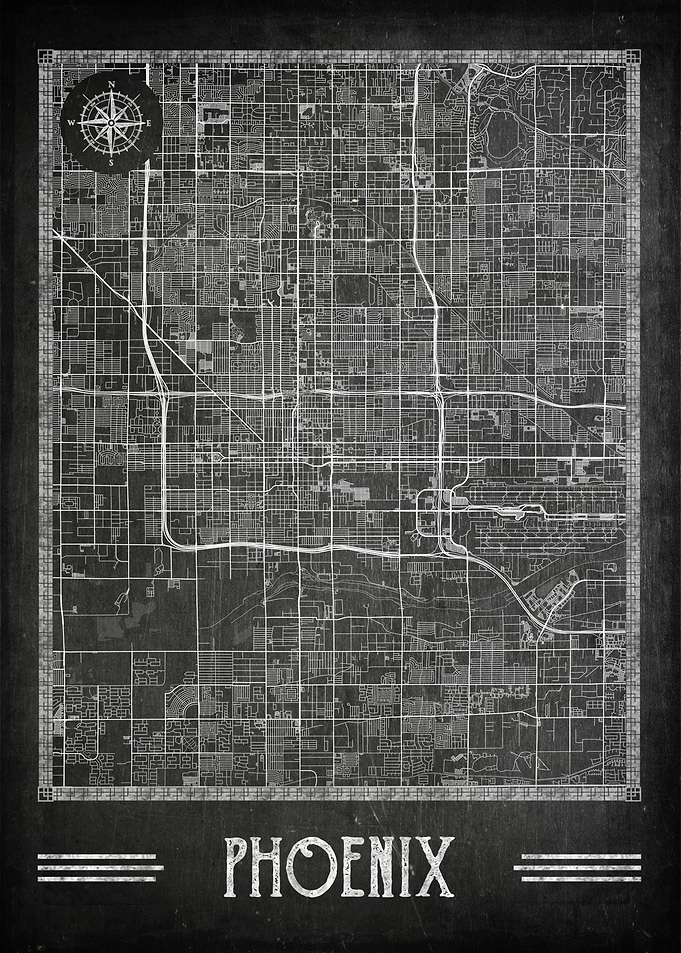 Phoenix chalkboard map