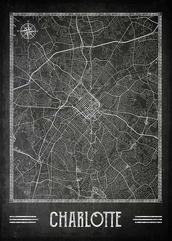 Charlotte chalkboard map