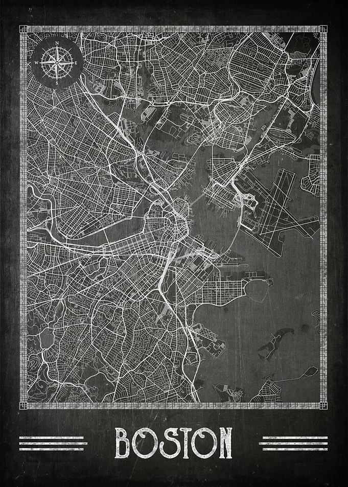 Boston chalkboard map