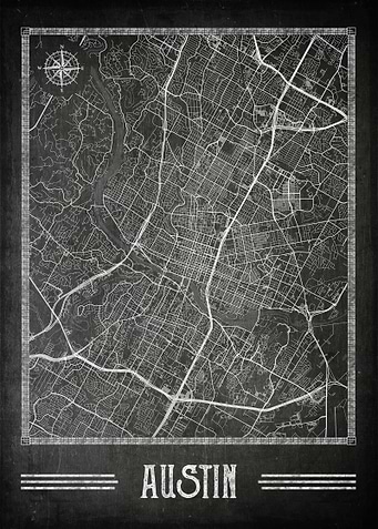 Austin chalkboard map
