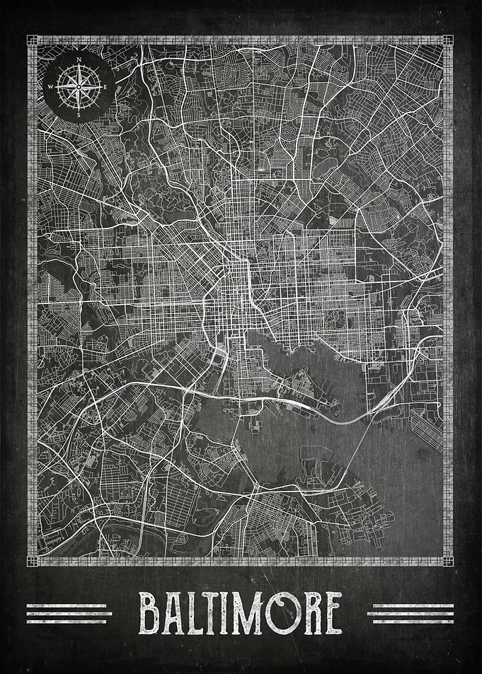 Baltimore chalkboard map