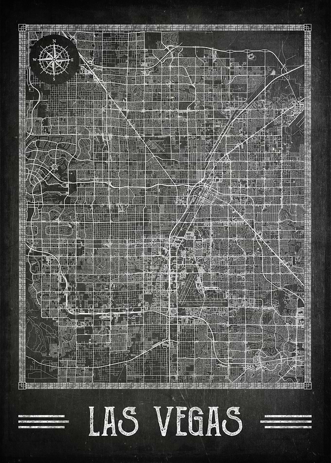 Las Vegas chalkboard map