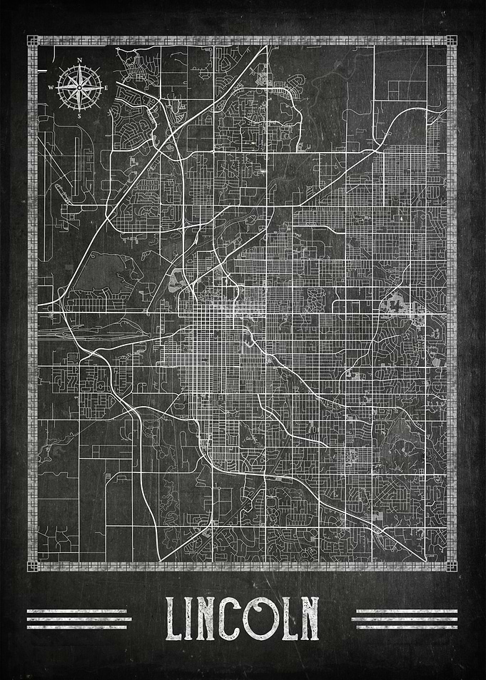 Lincoln chalkboard map