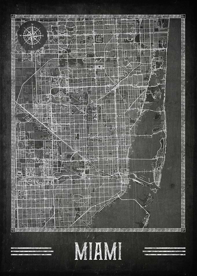 Miami chalkboard map