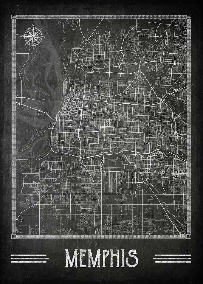 Memphis chalkboard map