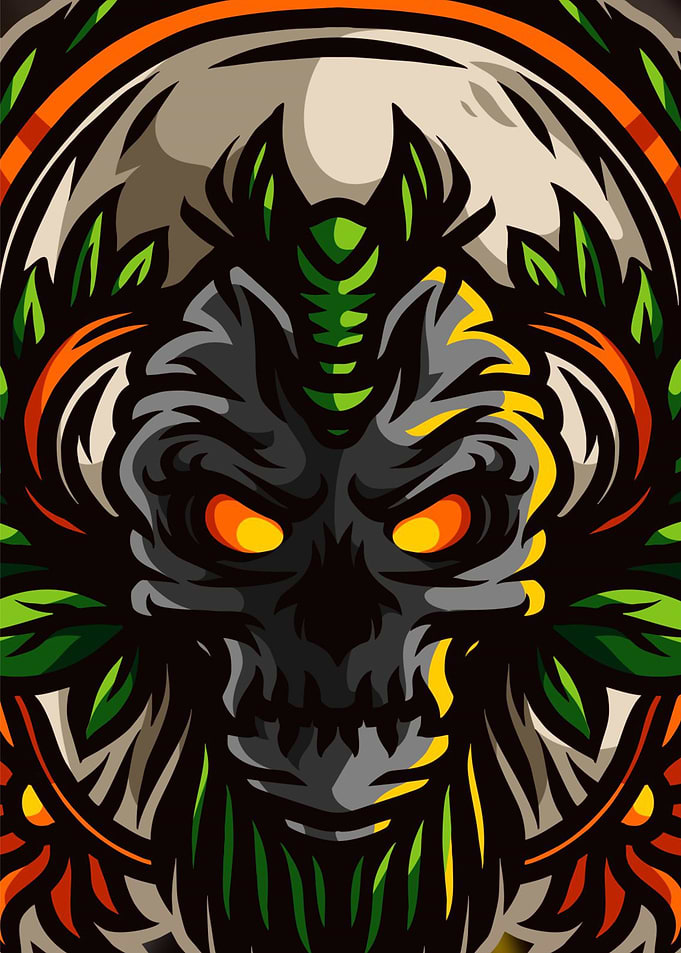 Skull beard illustrations