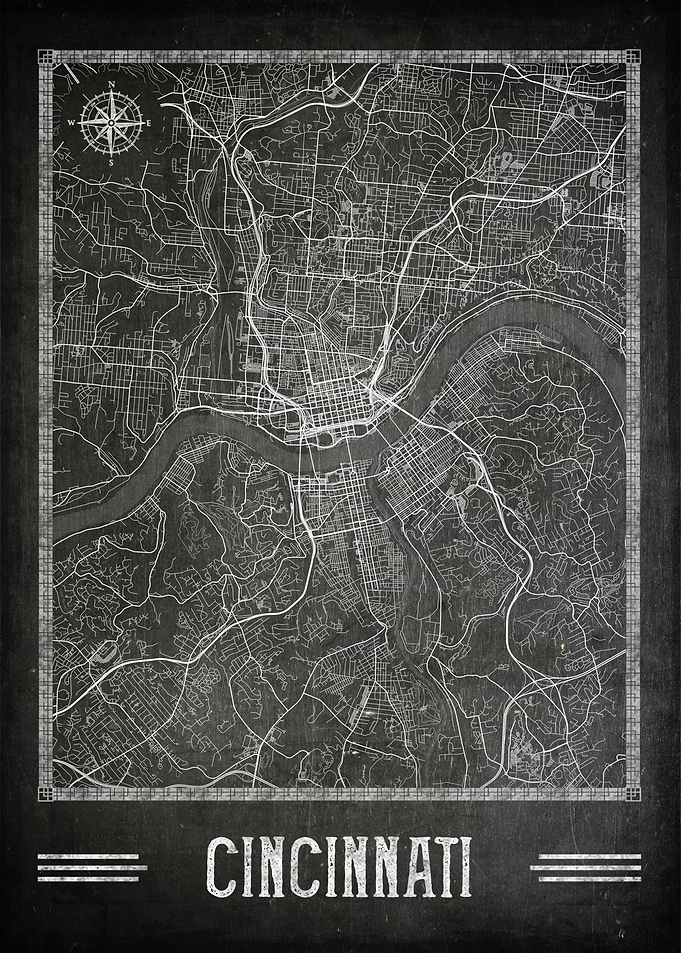 Cincinnati chalkboard map